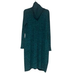 Dana Buchman CowlLong Sleeves Teal Sweater Dress